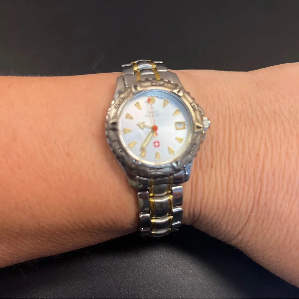 Swiss Military Watch Stainless Steel Water Resistant Silver & Gold